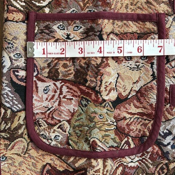 1990’s Cat Tapestry Collared Overcoat with Large Pockets and Metal   Buttons Bla - Picture 11 of 11